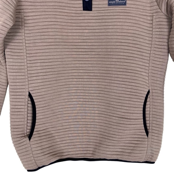 Simply Southern Mocha Ribbed Pullover Sweater Snap Collar Casual Comfy Sz S - Picture 5 of 16